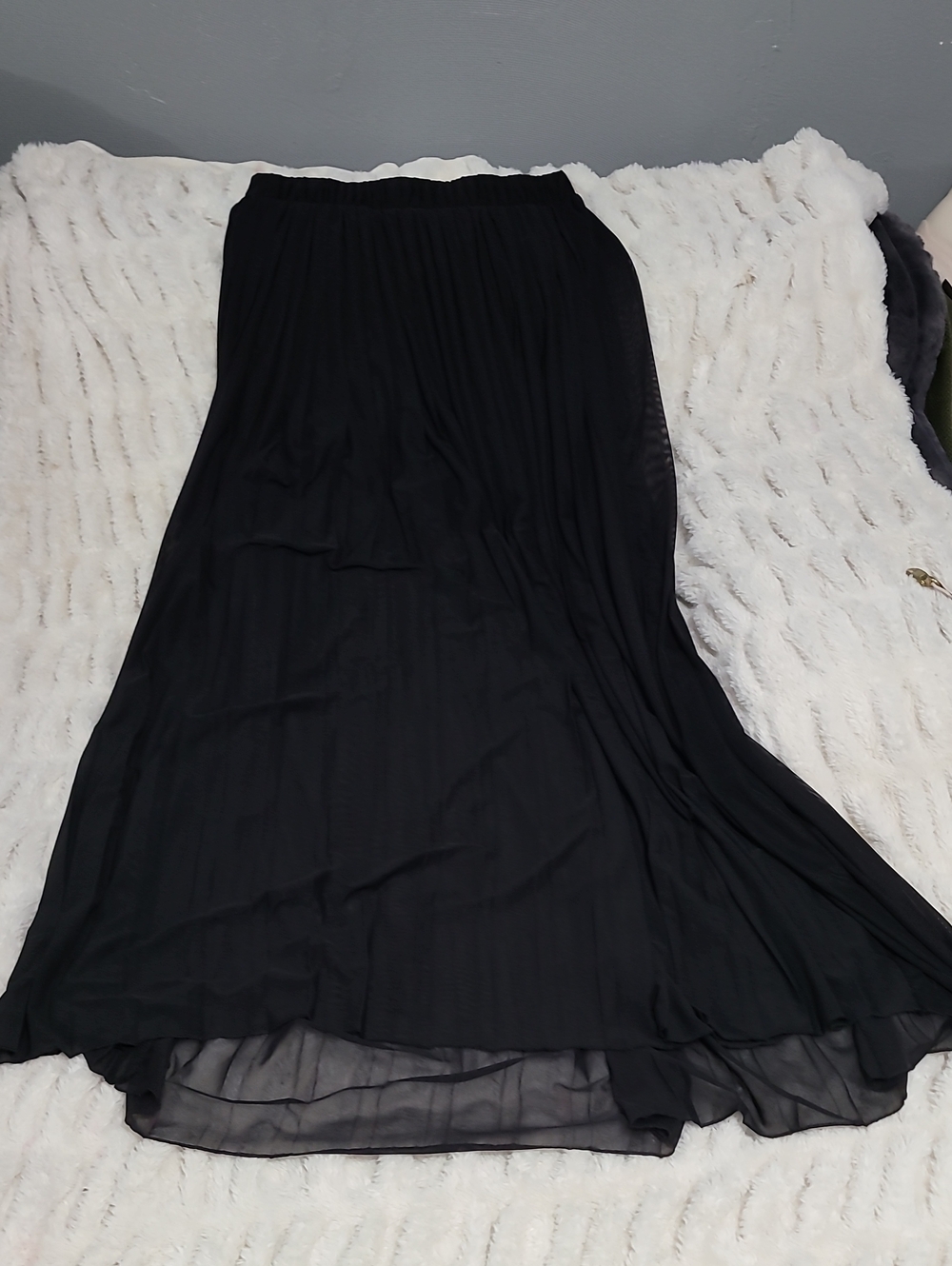 Black Women's Maxi Skirt - Elegant Flowy SHEER Design With Undershorts